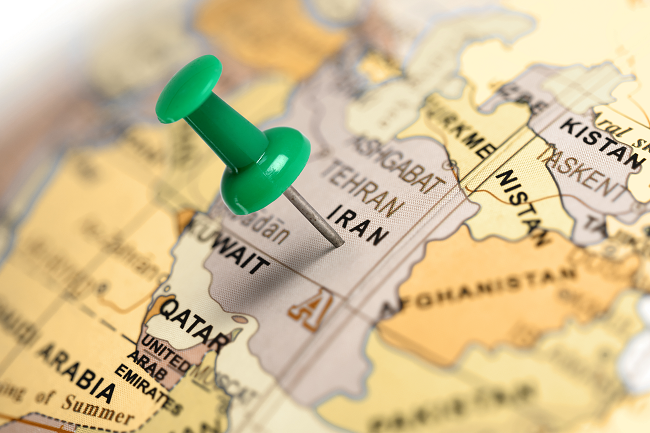 pin in map on Iran