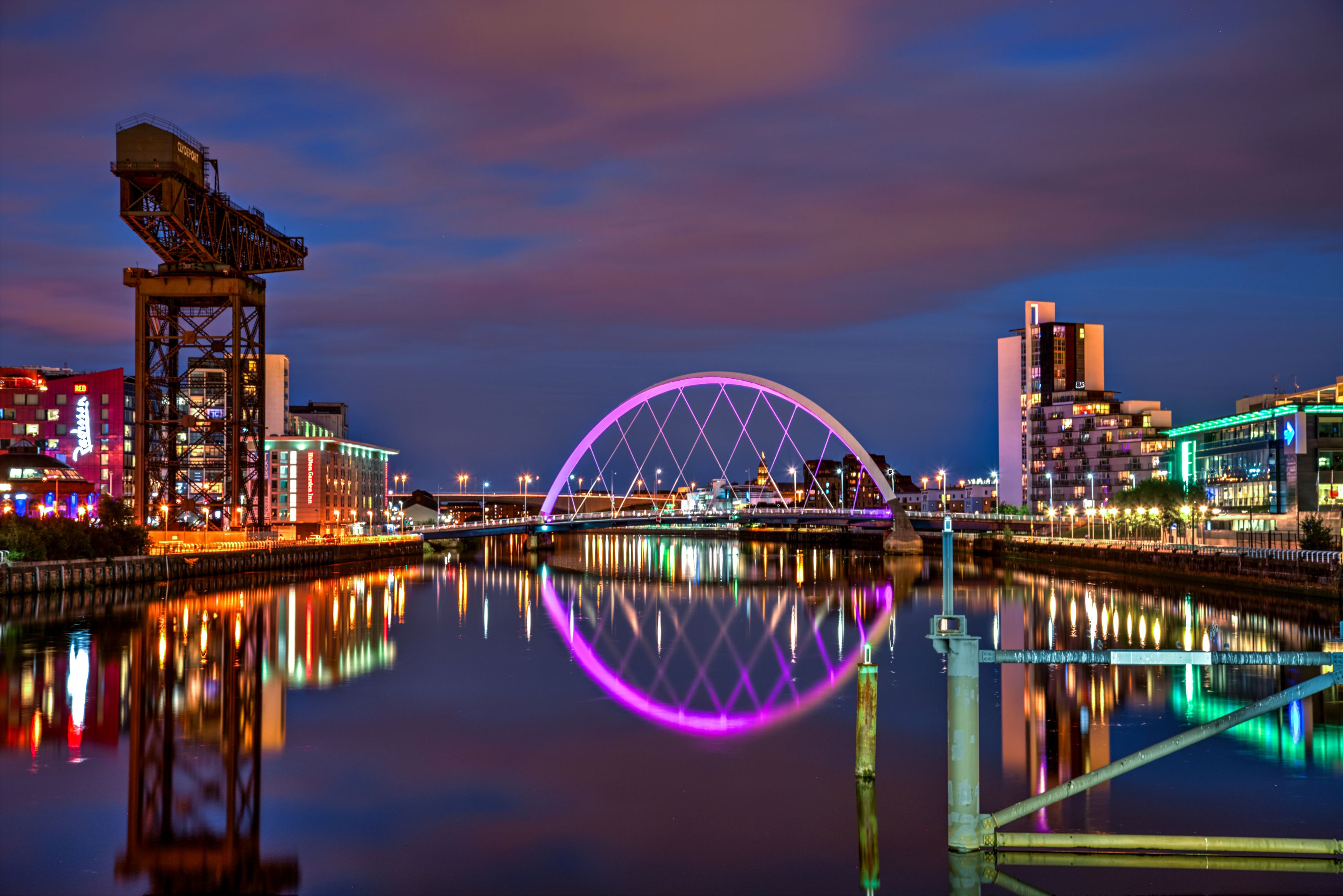 Glasgow city center at night