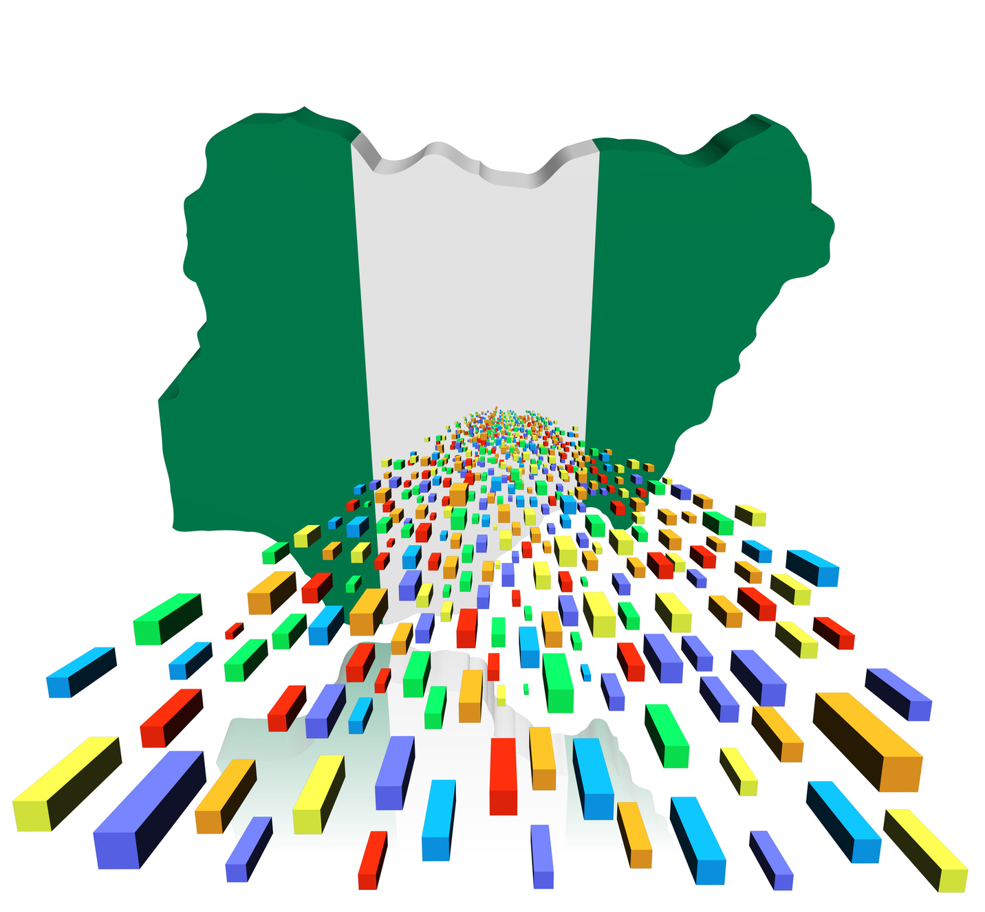 Nigeria map reflected with containers illustration