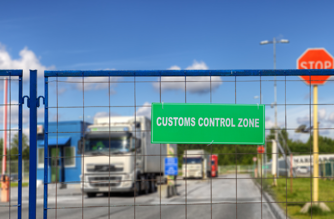 Customs sign gate