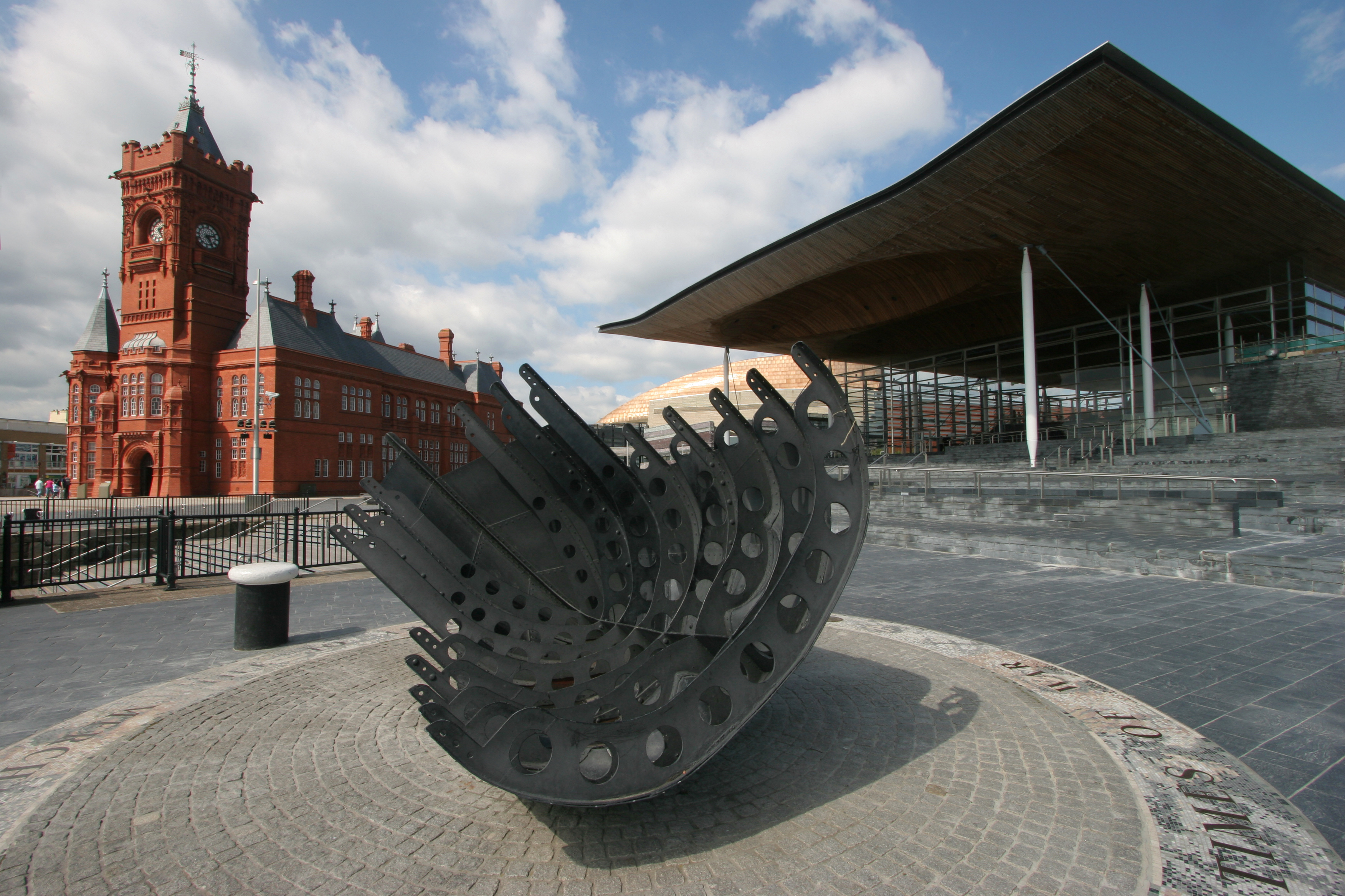 Welsh parliament/senedd cymru in the daytime