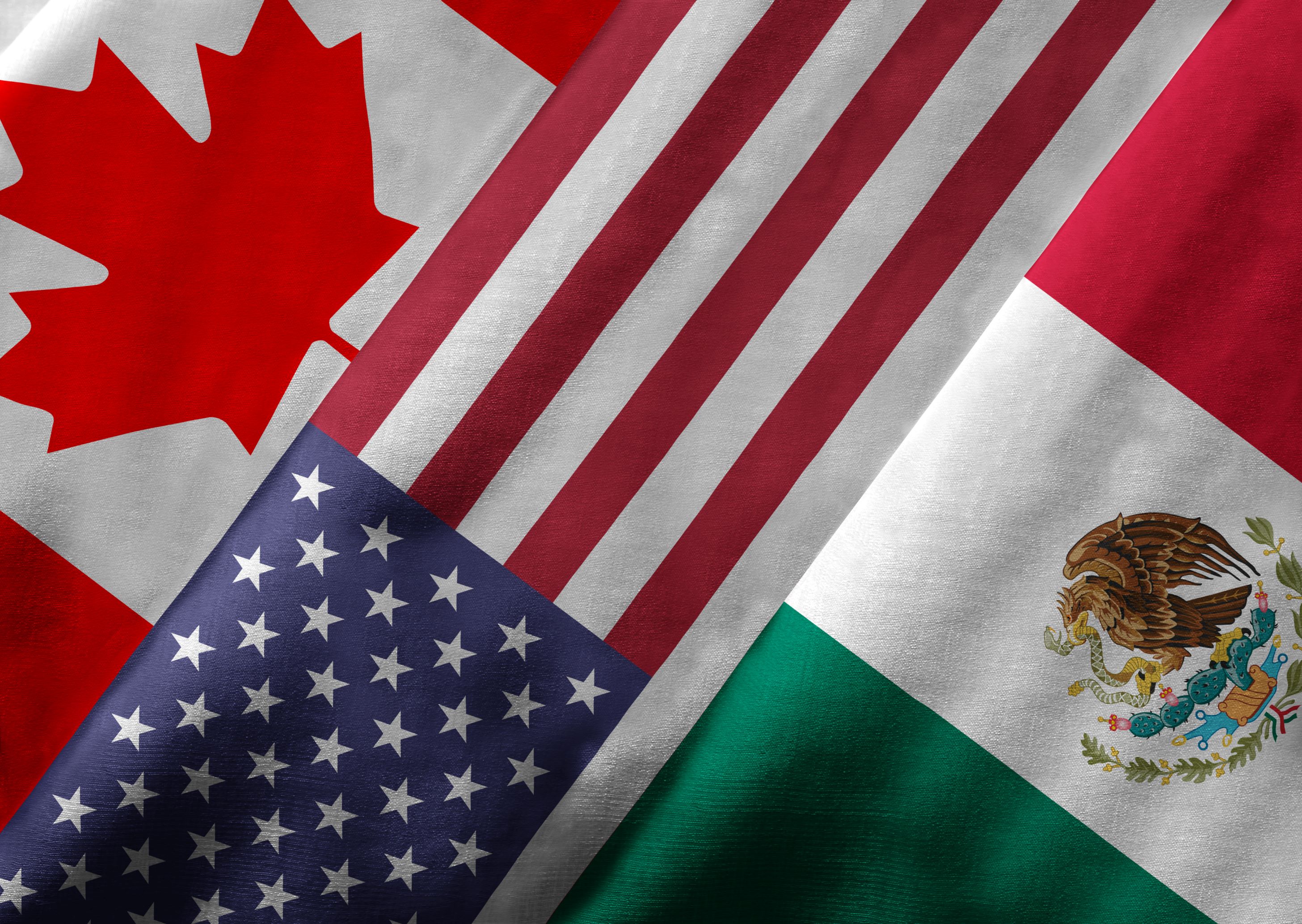 NAFTA flags: US, Mexico, Canada