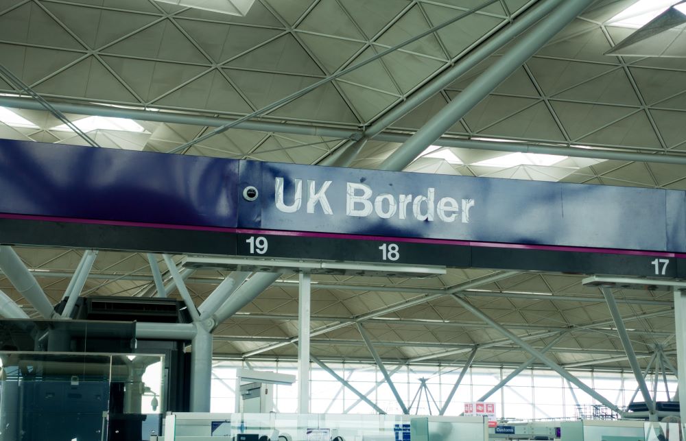 UK border force logo above airport border port