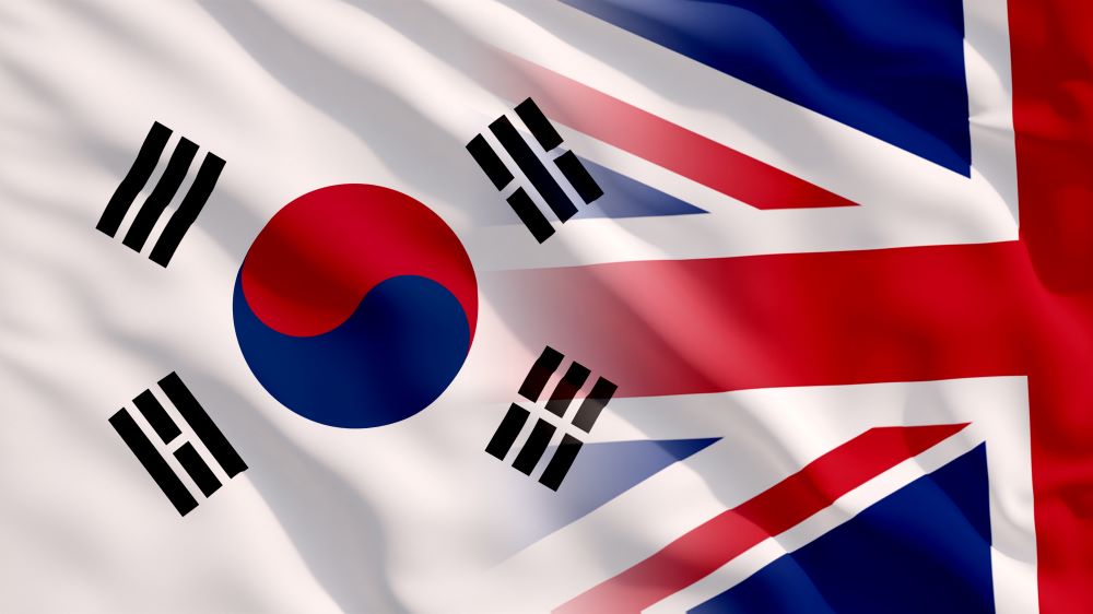 South Korea and UK flag
