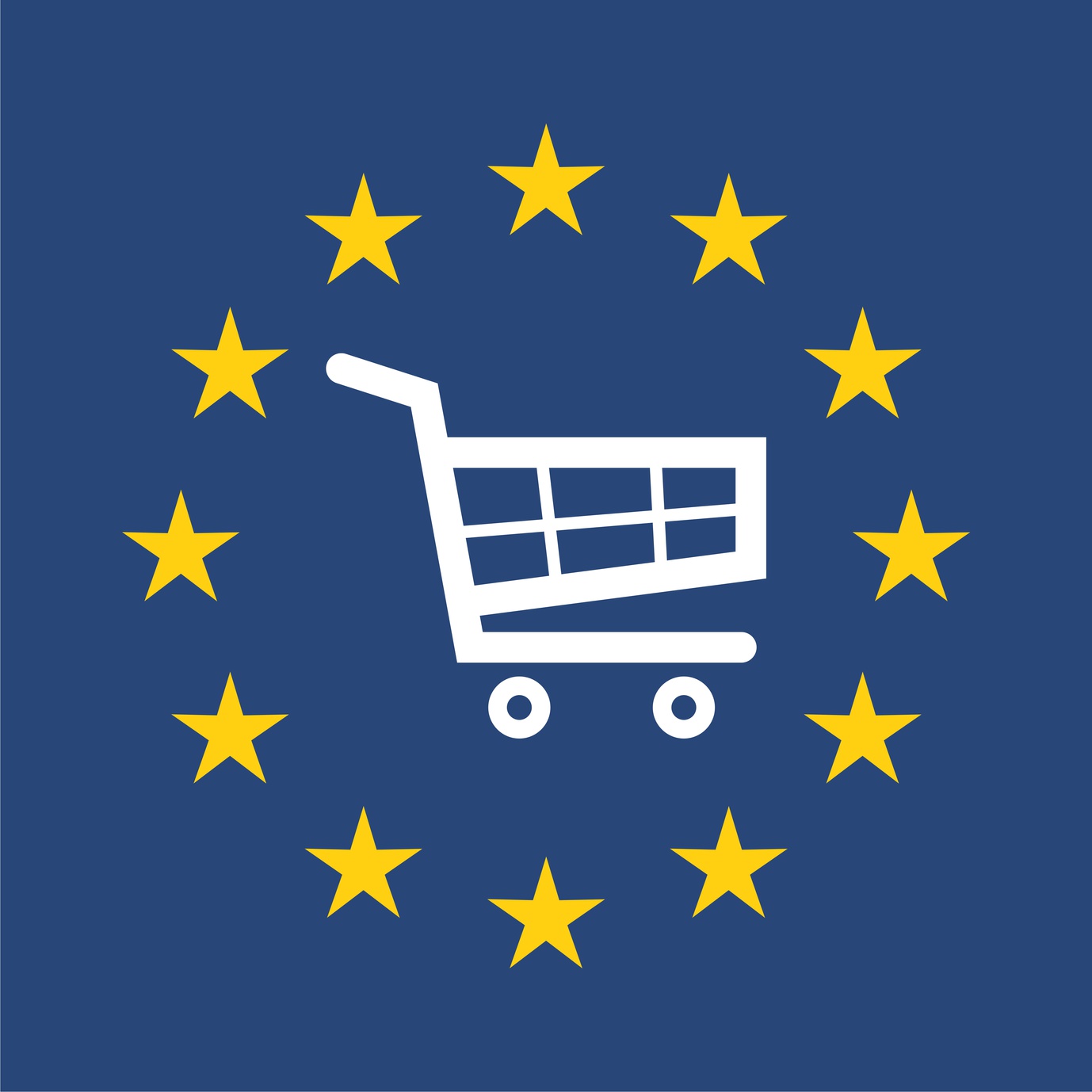 shopping trolley in EU flag