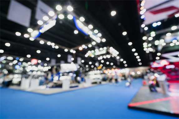 Blurred image of trade show hall