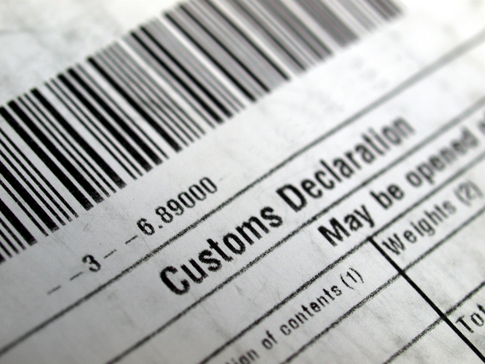 Photo of customs declaration