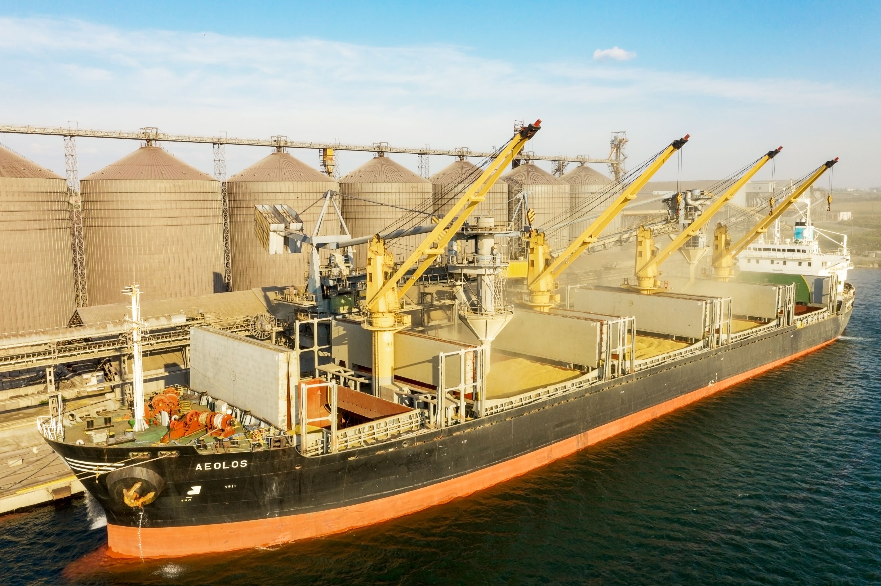 Grain ship loading products in Ukraine