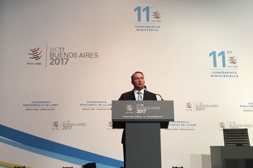 Secretary of State for International Trade making speech at the WTO Ministerial Conference