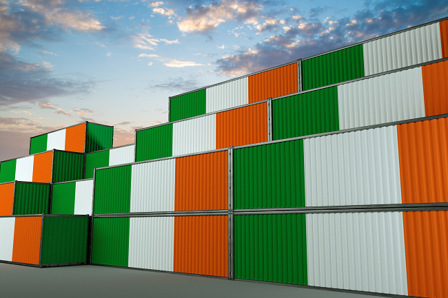containers painted with Irish flag