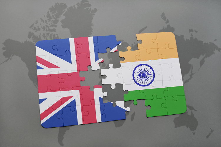 jigsaw puzzle with Union Jack and Indian flag