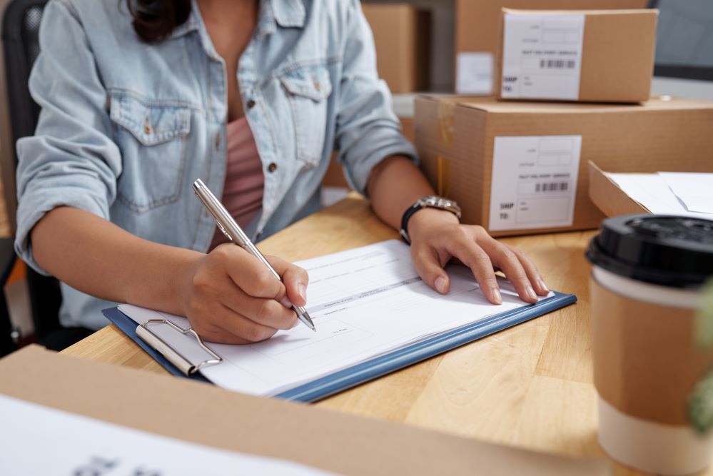 woman doing paperwork