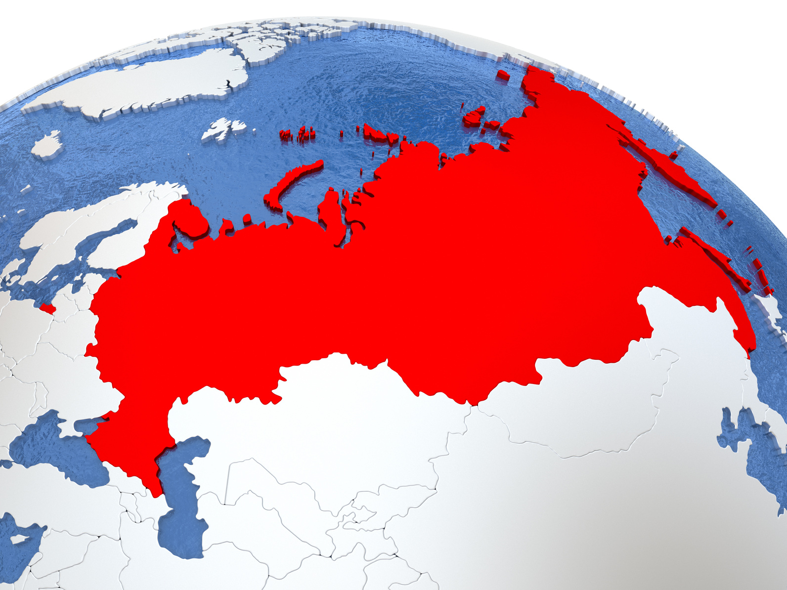 Russia highlighted on a globe