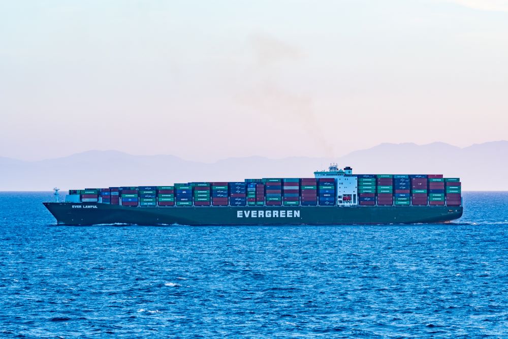 Evergreen ship at sea