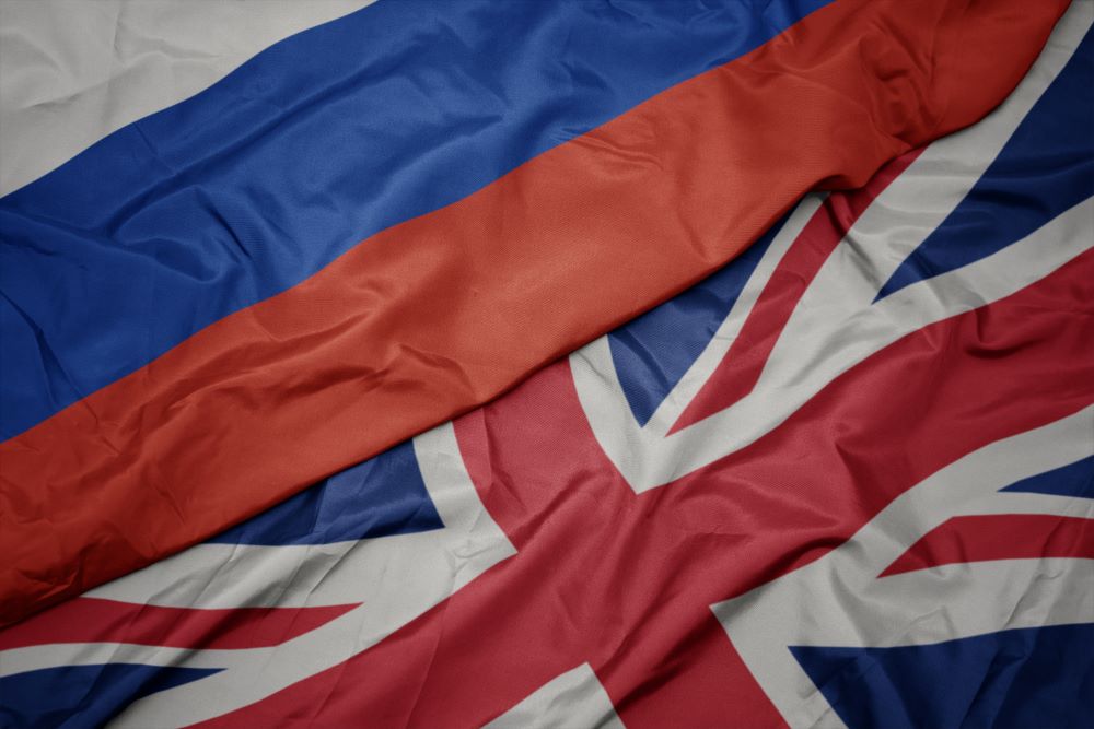 UK Russia flag - new UK sanctions package announced