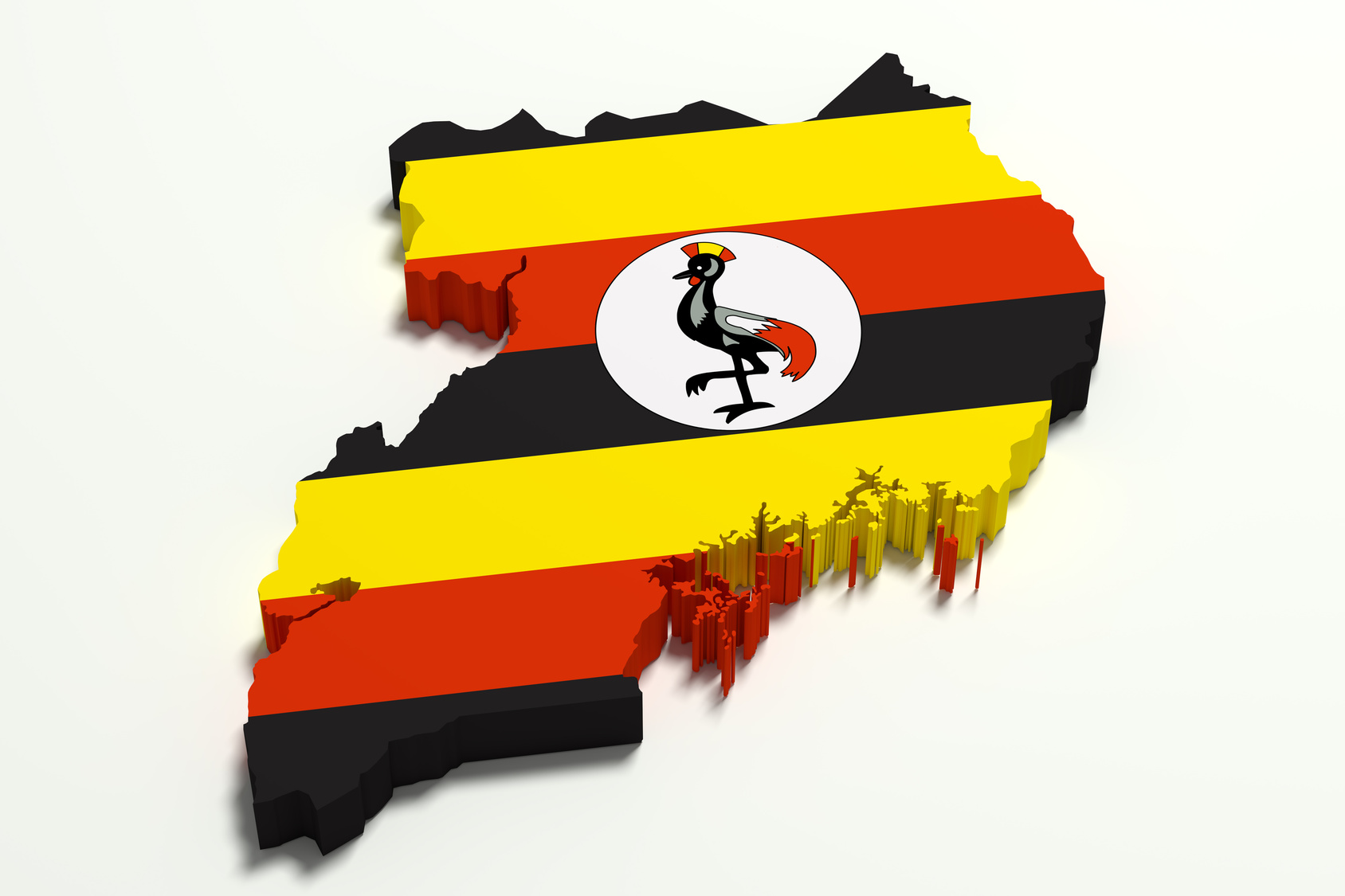 Silhouette of Uganda map with flag